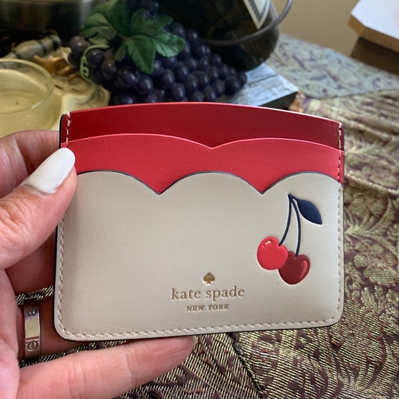 Authentic Kate Spade Leather Cherry colorblock slim card case - Picture 4 of 7